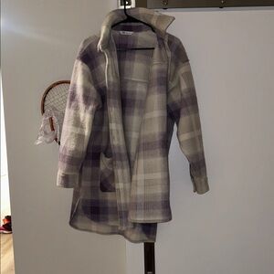 DSG Women's Plaid Teddy Jacket in Purple and Cream